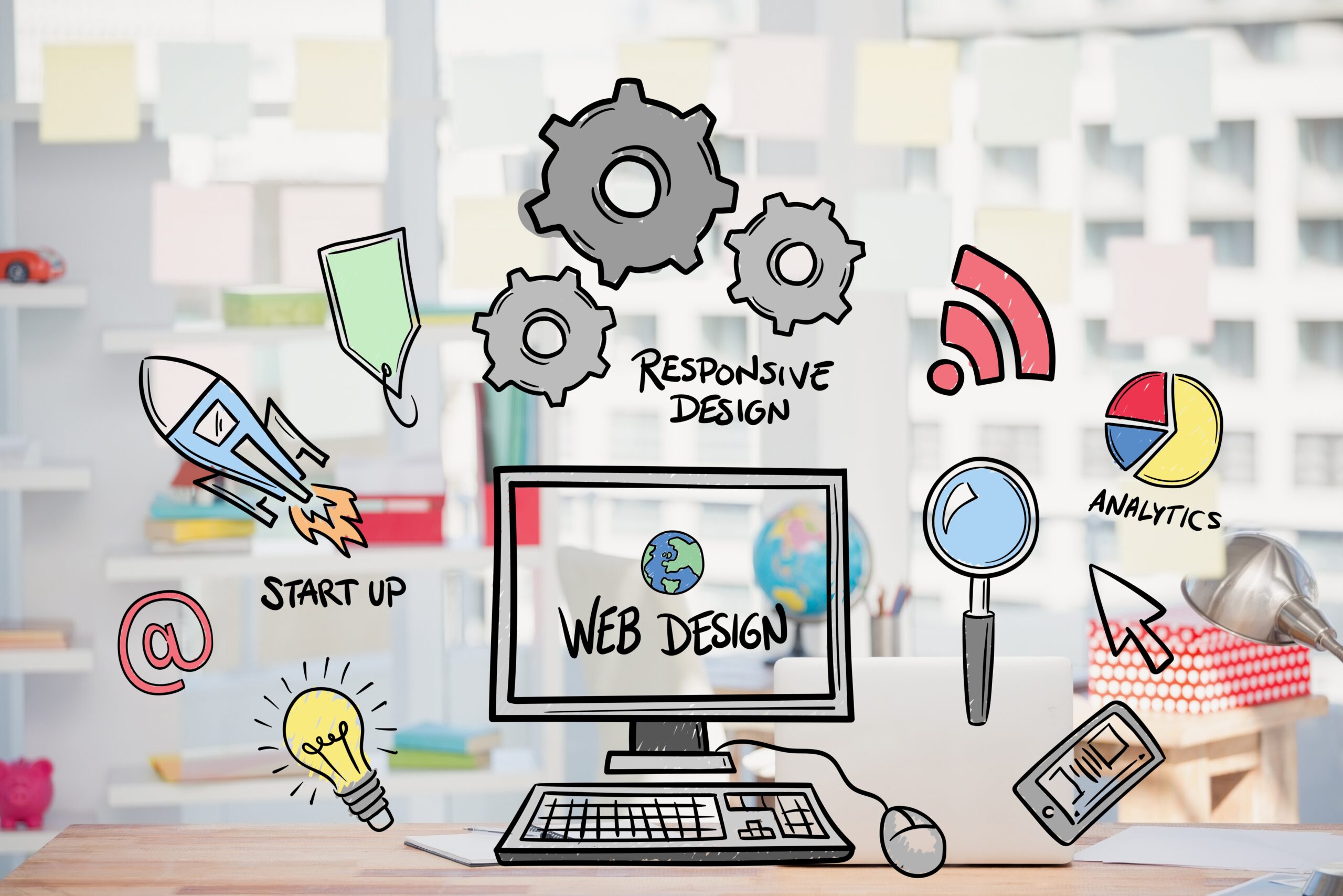 web-design-concept-with-drawings web-design